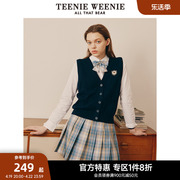 teenieweenie小熊奥莱v领针织衫，开衫英伦风，马甲女学院风背心外套