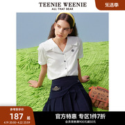 teenieweenie小熊奥莱白色短袖，衬衫春夏女衬衣学院风气质上衣时尚