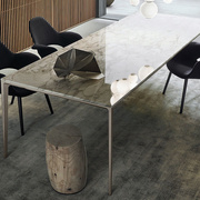 意大利进口拉米娜岩板餐桌，定制现代简约长方形家用餐桌铝合金桌腿