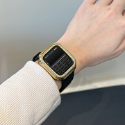 适用applewatch防摔电镀保护壳套苹果手表iwatch65代se43软硅胶透明边框，44424038mm手表配件表带套装