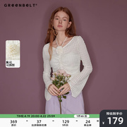 GREEN BELT法式复古蕾丝长袖上衣女2024春夏立体玫瑰薄款罩衫
