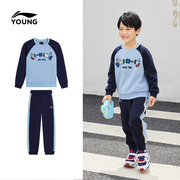 李宁男女小童2022运动生活系列长袖卫衣卫裤秋季运动套装YWES015