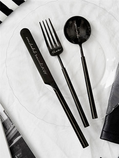 easygood北欧极简304不锈钢叉勺，镜面网红金属，创意西餐套装餐具