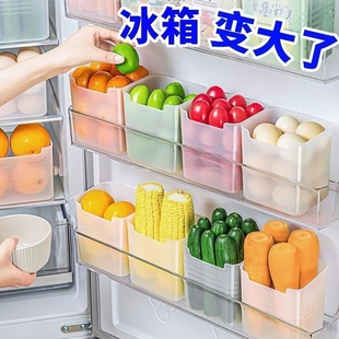 冰箱侧门收纳盒厨房鸡蛋置物架，冰箱加容储物盒水果，蔬菜分类保鲜盒