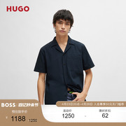 hugoboss男士2024夏季弹力棉质，泡泡布宽松(布，宽松)短袖衬衫