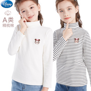迪士尼女童打底衫儿童秋冬装长袖，t恤高领秋衣中大童保暖上衣童装