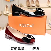 kisscat接吻猫2024浅口粗跟法式水钻蝴蝶结女单鞋ka43521-14