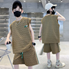 儿童装男童夏装背心套装，2024韩版大童男孩夏季无袖纯棉衣服潮