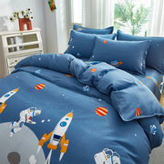 卡通太空火箭宇航员四件套纯棉全棉，儿童床品卡通被套床上用品男孩