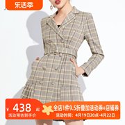 aui格子职业小西装外套，女2024春秋欧美风，设计感小众西服上衣