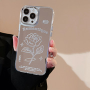 电镀镜面适用苹果14promax金属玫瑰，iphone13手机壳，12高级感11硬15