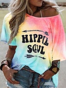miss系列扎染hippiesovl字母，印花短袖圆领，蝙蝠女装t恤