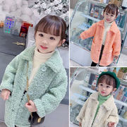 女童2022秋冬外套装韩版宝宝羊羔毛洋气小童中长款加厚毛毛衣