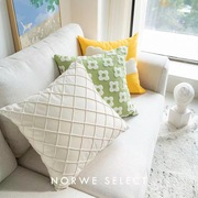小清新绿色毛巾绣抱枕套，软花朵雏菊宿沙发，靠枕腰枕飘窗床上靠垫