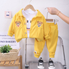 男童宝宝套装2024儿童春秋灯芯绒外套韩版小童婴儿卫衣三件套