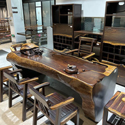 黑檀大板实木原木红木茶桌，茶台茶几一整体，桌办公书桌餐桌画案