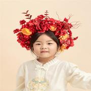 《红色簪花》儿童簪花，头饰diy材料包发箍泉州浔埔簪花