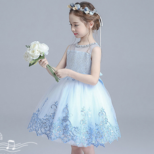 生日公主裙女童冬季连衣裙长袖韩版女宝宝，儿童礼服学生钢琴演出服