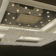 现代长方形吊线水晶灯，奢华工程酒店大堂灯，客厅灯饰灯具可来图