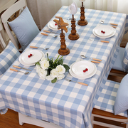 田园风格子桌布小清新蓝白绿红色地中海棉麻面料餐桌茶几台布布艺