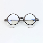 牛角眼镜S925银复古牛角弹簧镜腿框近视镜框男大脸近视镜黑框1046