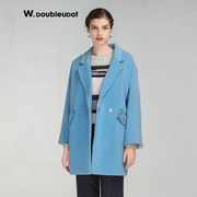 W.DoubleuDot达点女士加厚2020韩版时尚宽松羊毛呢大衣外套