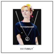 VVfamily PMO字母反战logo 权志龙GD同款做旧拉丝INS超火项链吊坠