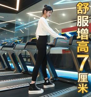 高帮帆布鞋女厚底板鞋内增高女鞋2023秋加绒小个子小白鞋