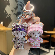 女韩国可爱毛绒娃娃汽车钥匙链，挂件礼物公仔，镶钻蒙奇奇创意钥匙扣