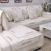 纯棉沙发垫刺绣四季通用全棉简约现代坐垫子