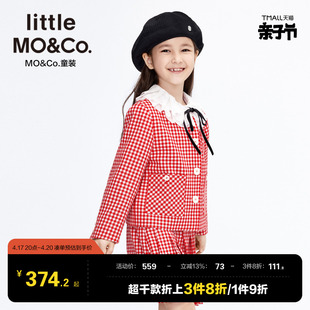 拜年服littlemoco童装春秋款女童，小香风西装，格纹夹克外套女大童