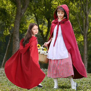 小红帽儿童服装成人红色，披风斗篷女童话剧，演出服万圣节cos表演服