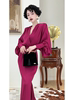 路易小姐图卢姆玛雅复古玫红，紫宽松连衣裙，宫廷风夏季长款裙子