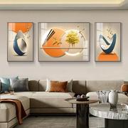 现代轻奢客厅装饰画简约高级感三联画高端大气，挂画沙发背景墙壁画