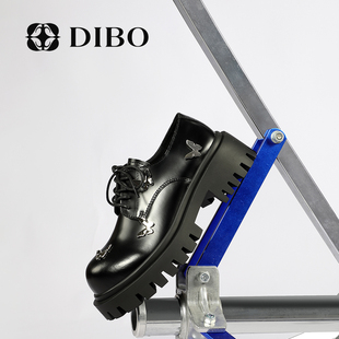DIBO碲铂复古英伦风小皮鞋女2023春季厚底平跟设计感小众单鞋