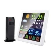 无线电子温湿度计家用小型气象钟室内外温度计创意彩屏气象站