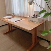 北欧双人书桌全实木电脑桌学生家用写字台简约一字桌长条桌工作台