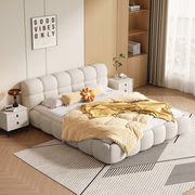 布艺床现代简约主卧床轻奢时尚品牌布床实木简约双人1.8米床婚床