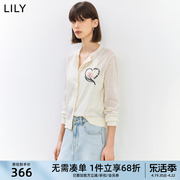 lily2024夏女装(夏女装)气质，复古通勤款玫瑰修身轻薄短款针织开衫外套