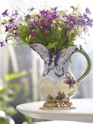 陶瓷摆件田园欧式鲜花蝴蝶花瓶简约花插水罐客厅桌面居家天鹅现代