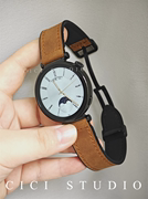 适用gt4表带gt3手表，真皮watch4磁吸扣女款41mm休闲18mm秋冬