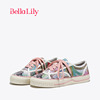 bellalily时尚涂鸦帆布鞋，女彩绘潮流休闲鞋，透气板鞋子