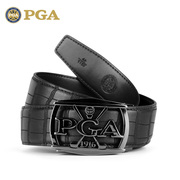 美国pga高尔夫皮带，男士头层牛皮合金，自动扣头时尚运动腰带