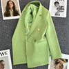 糖果羊毛绿色炸街小西装外套，女2023年春秋，韩版网红气质小个子