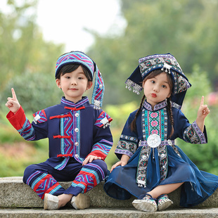 广西三月三壮族服装儿童少数民族服装男女童幼儿园舞蹈演出服