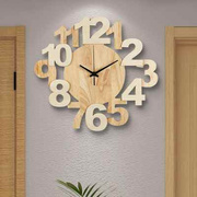 钟表挂钟卧室个性创意时尚，木质时钟现代简约大气家用静音实木挂表