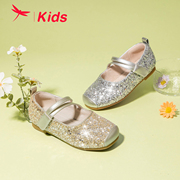 红蜻蜓女童鞋2024春季公主水钻舞蹈表演鞋演出鞋水晶皮鞋软底