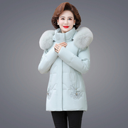 妈妈装冬装白鸭绒(白鸭绒，)棉袄外套时尚，202340岁50中老年羽绒服女冬季