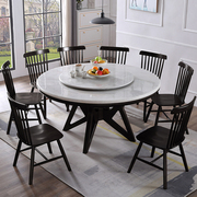 大理石餐桌中式大圆桌，现代简约餐桌椅，组合带转盘新中式实木圆