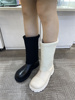 韩国足求2023秋圆头宽松套筒袜靴欧美显瘦个性粗跟中筒靴子女